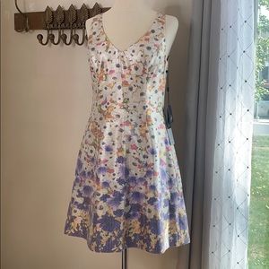 Adrianna Papell metallic shimmer floral Midi Dress